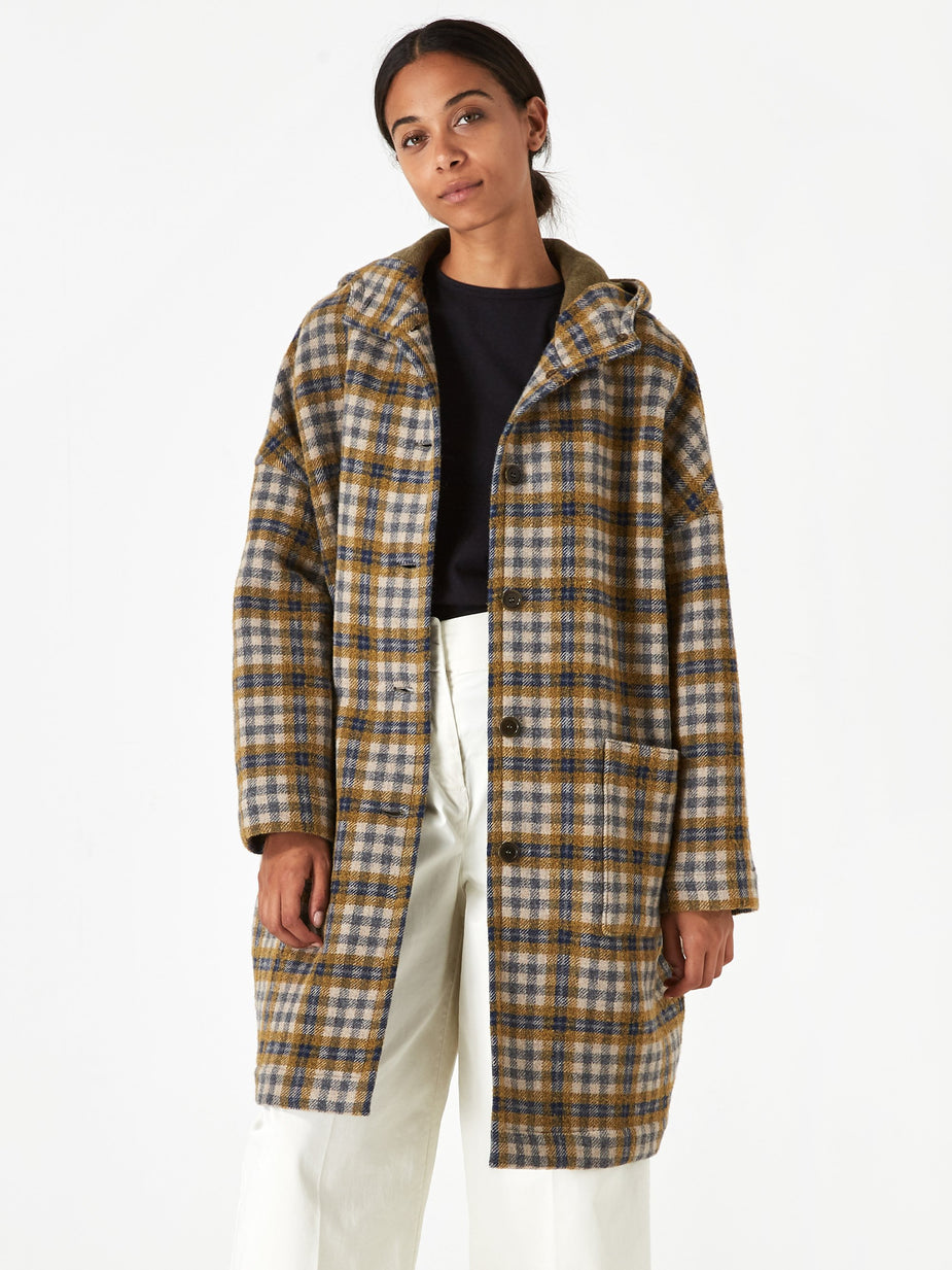 YMC YMC Cocoon Hood Coat - Olive Check - Green