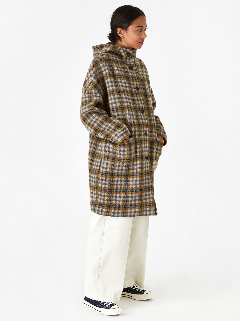 YMC YMC Cocoon Hood Coat - Olive Check - Green