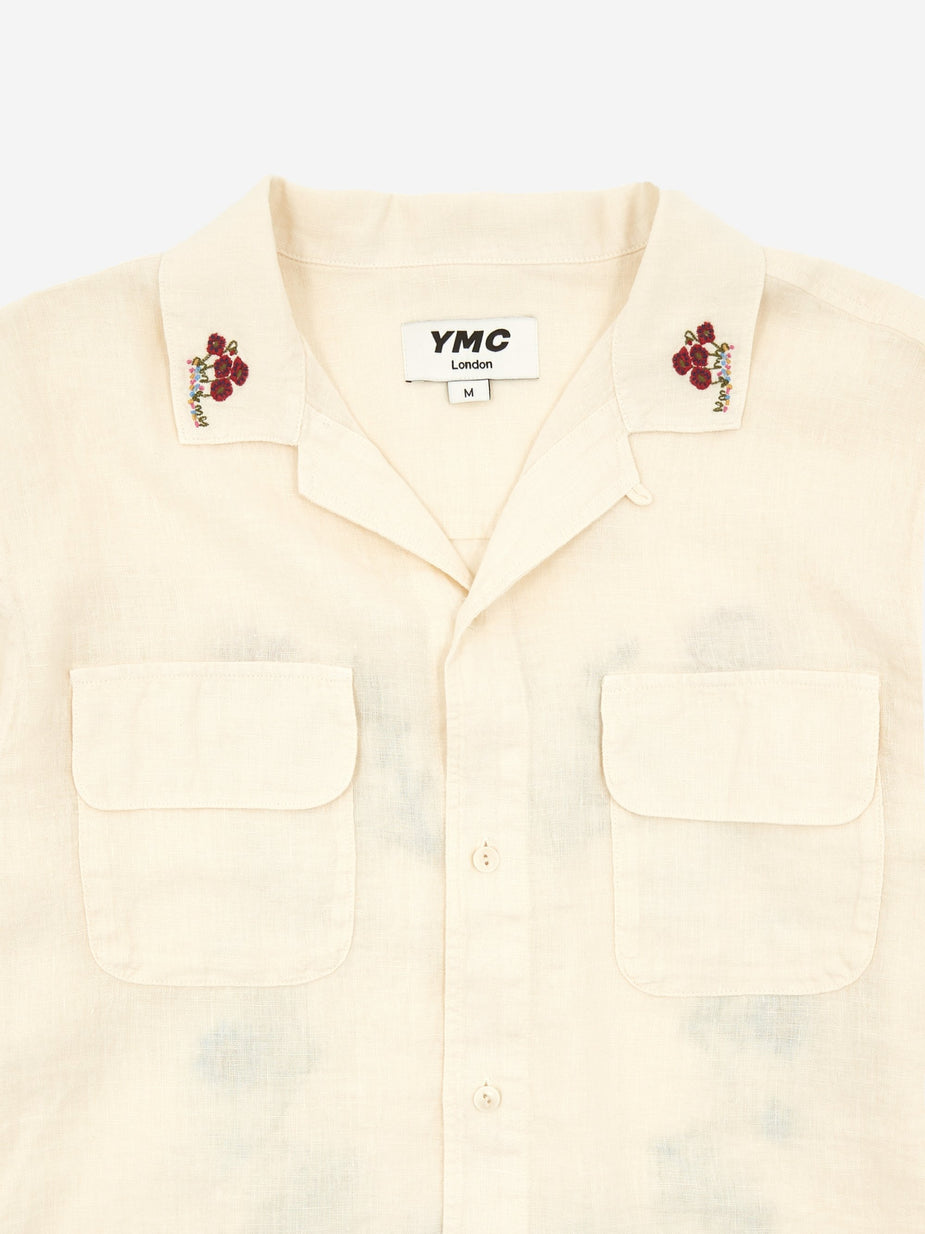 YMC YMC Embroidered Feathers Shirt - Ecru - Neutrals