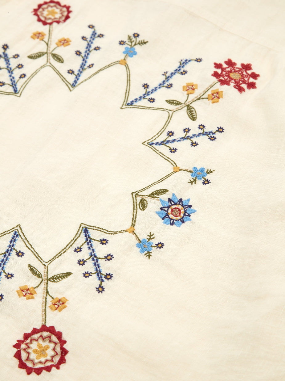 YMC YMC Embroidered Feathers Shirt - Ecru - Neutrals