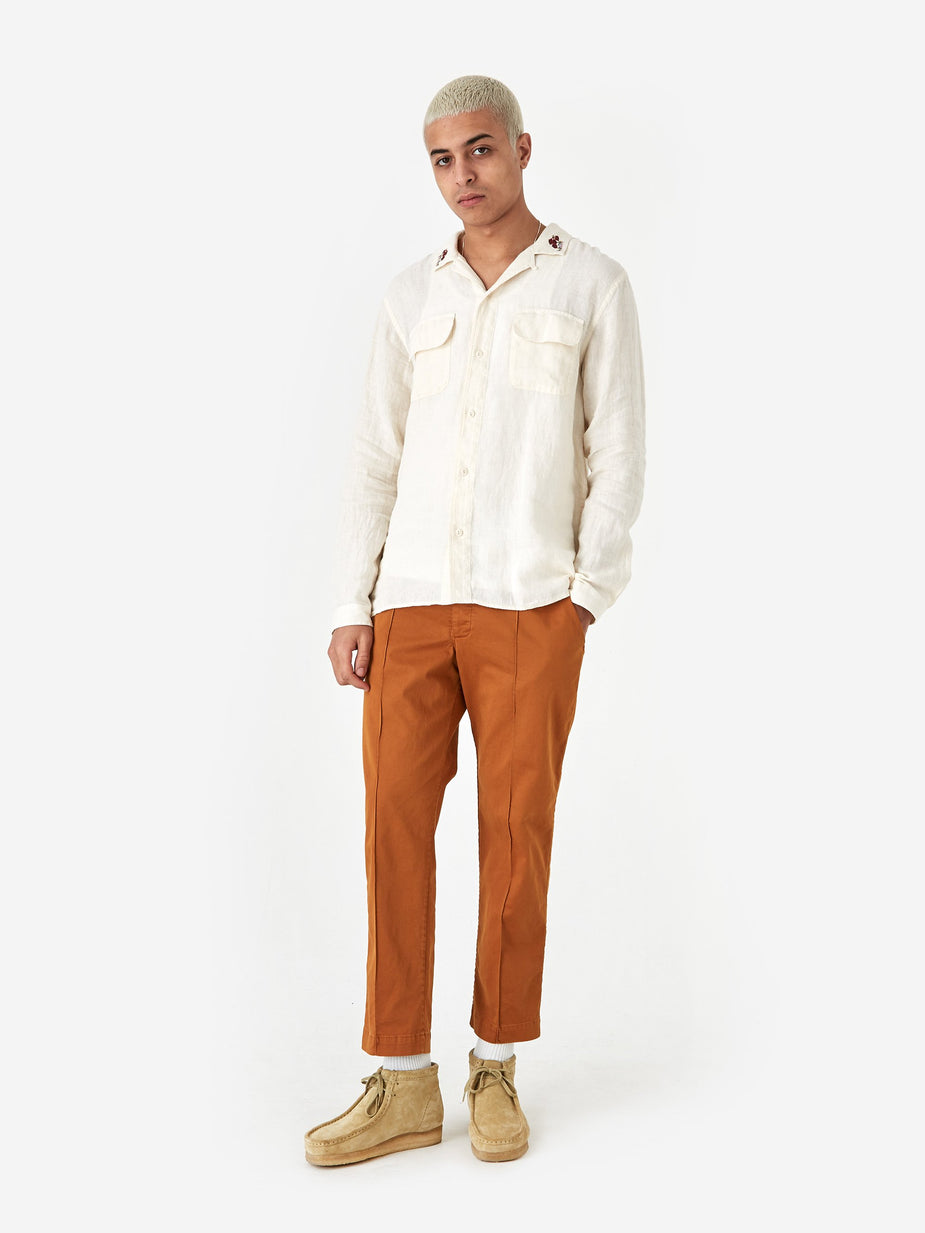 YMC YMC Embroidered Feathers Shirt - Ecru - Neutrals