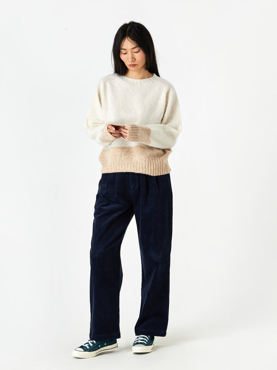 YMC YMC Renegade Crew Neck Jumper - Ecru/Tan - Orange