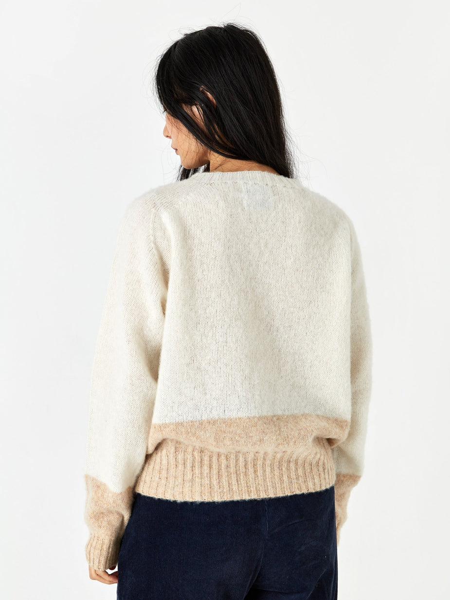 YMC YMC Renegade Crew Neck Jumper - Ecru/Tan - Orange