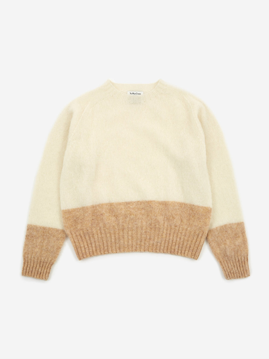 YMC YMC Renegade Crew Neck Jumper - Ecru/Tan - Orange