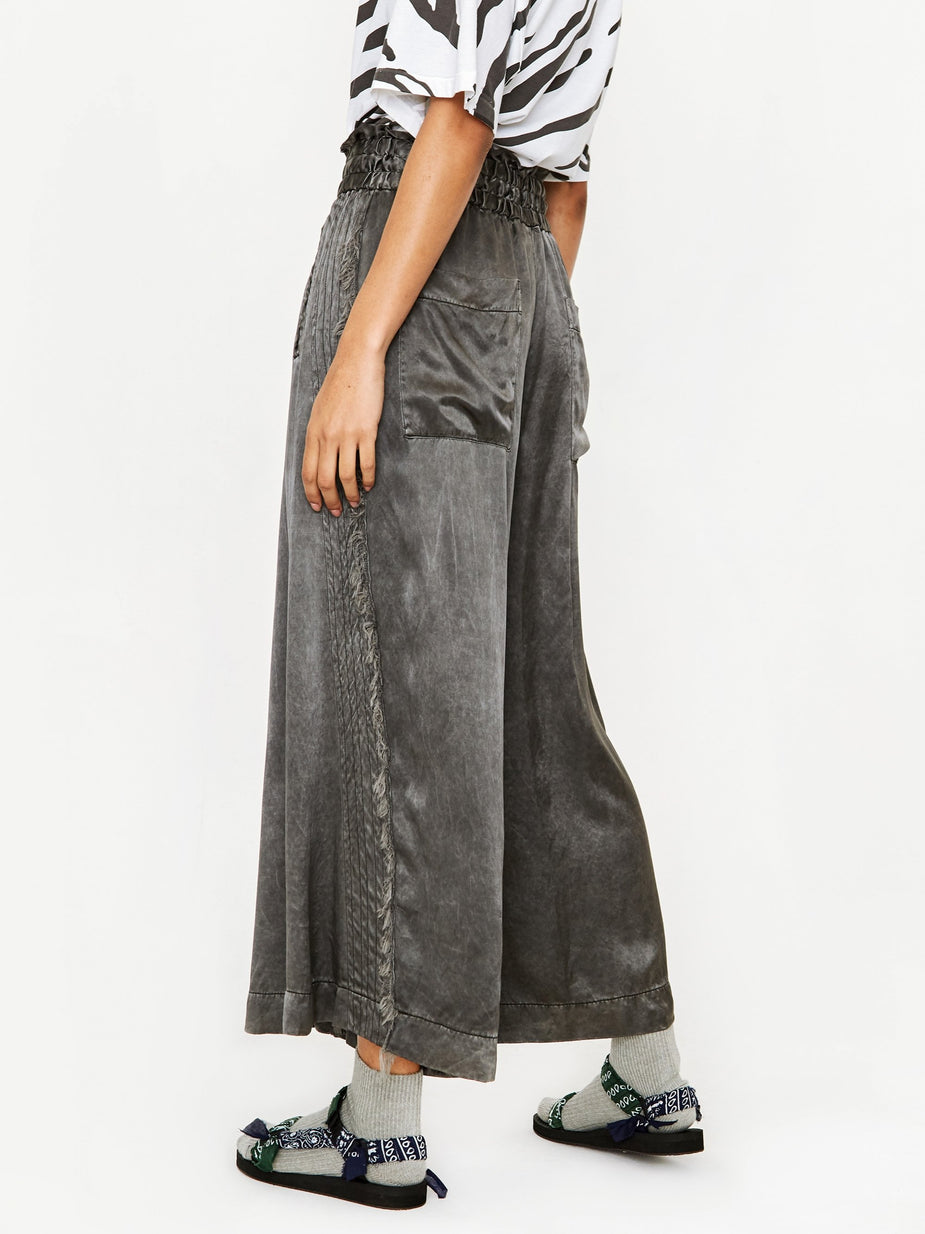 Zucca Zucca Pigment Satin Wide Leg Trouser - Dark Grey - Grey