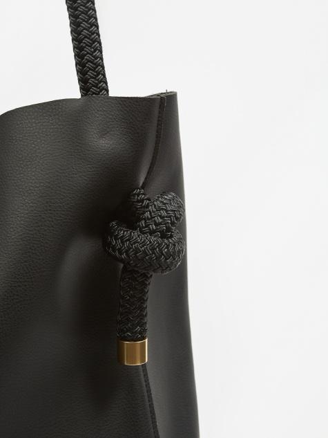 Zucca Zucca Recycled Leather Bucket Bag Large - Black - Black