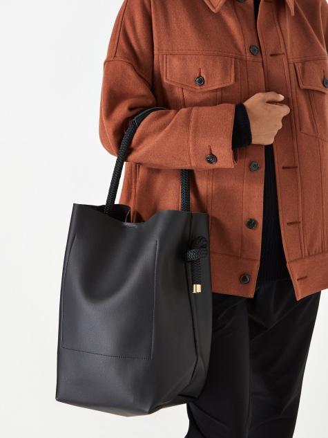Zucca Zucca Recycled Leather Bucket Bag Large - Black - Black