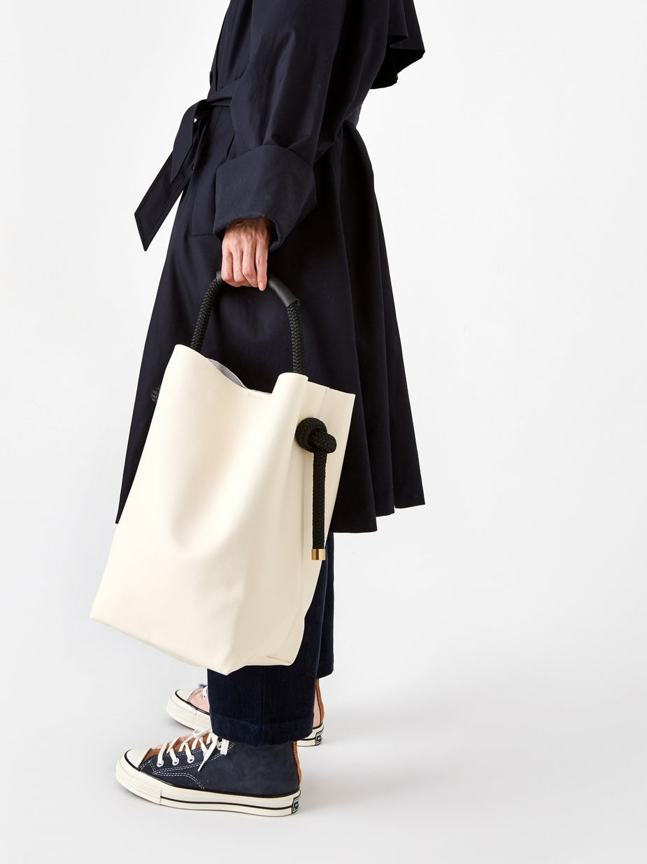 Zucca Zucca Recycled Leather Bucket Bag Large - Off White - White